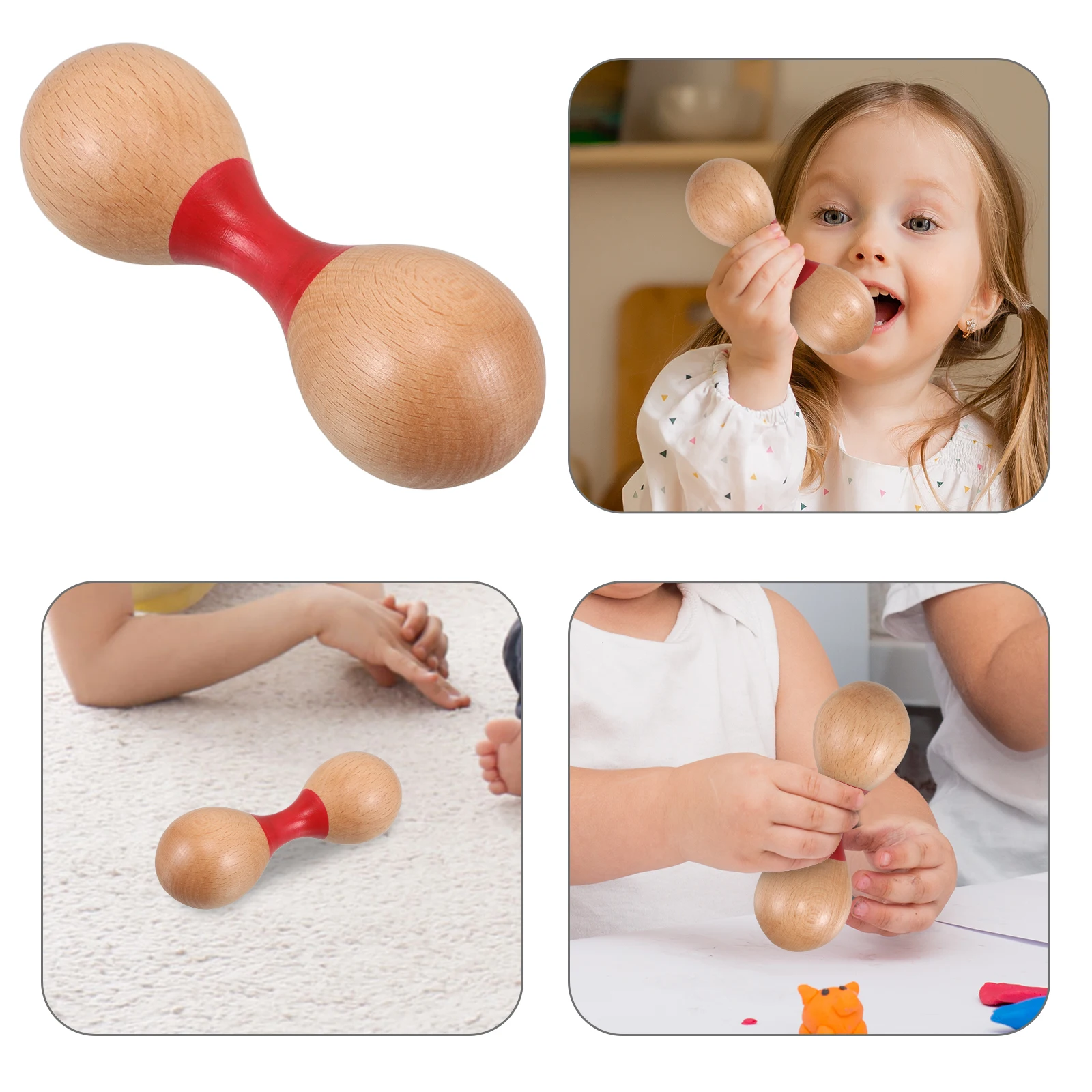 

Wooden Double-Headed Natural Wood Shaker Toddler Musical Mini Handheld Egg Maracas Maracas Instrument For