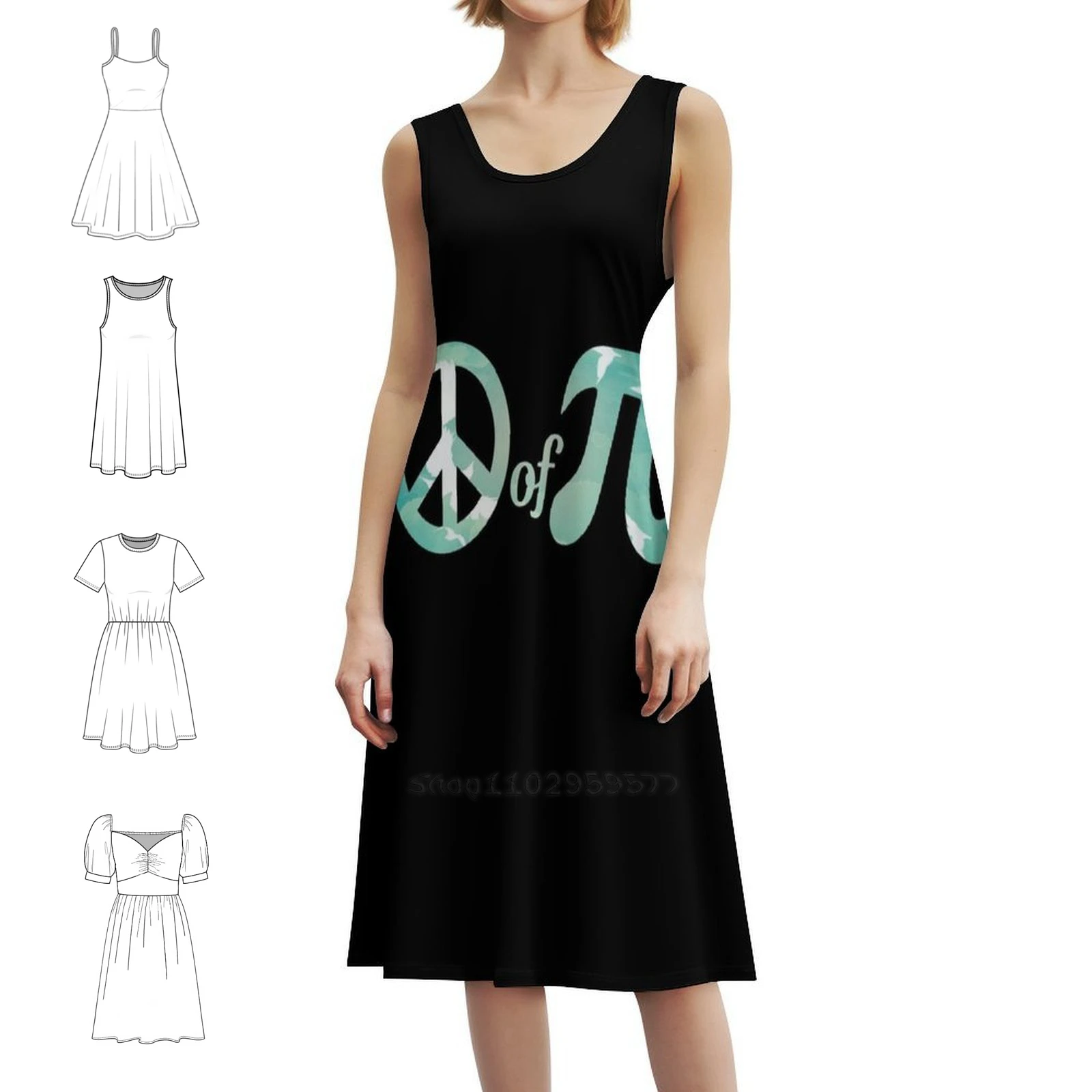 Robe de Style coréen pour femmes, symbole de paix du Pi, Science Geek Nerd, jeu de mots mathématiques, tenue élégante et décontractée pour fête ou usage quotidien