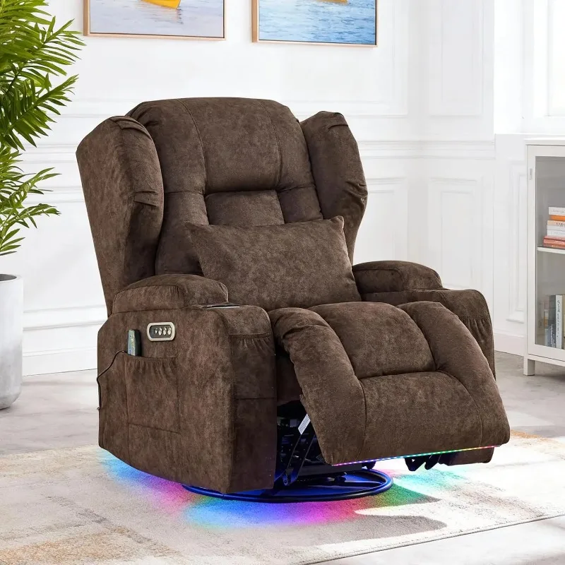 Dual Motor Power Swivel Rocker Recliner Chair with Massage & Heat, Electric Wall Hugger Glider Chair for Adults