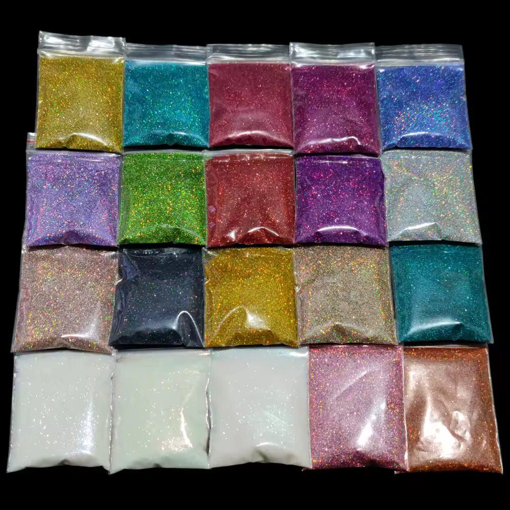 27Color 10 г/пакет Laser Nails Glitter Chrome Nail Powder Diamond Rainbow Linear Glitter Gel Polish Holographic Shimmer Pigment