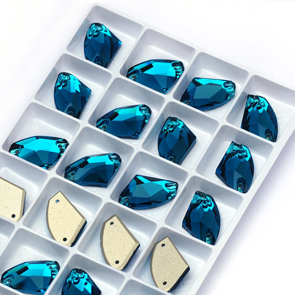 PUBRILEX Blauer Zirkon Rivoli Tropfen Kosmische Kristallsteine Flache Rückseite Strass zum Aufnähen für Kleidung, Kleider, Handarbeiten und Dekoration – Detail 9