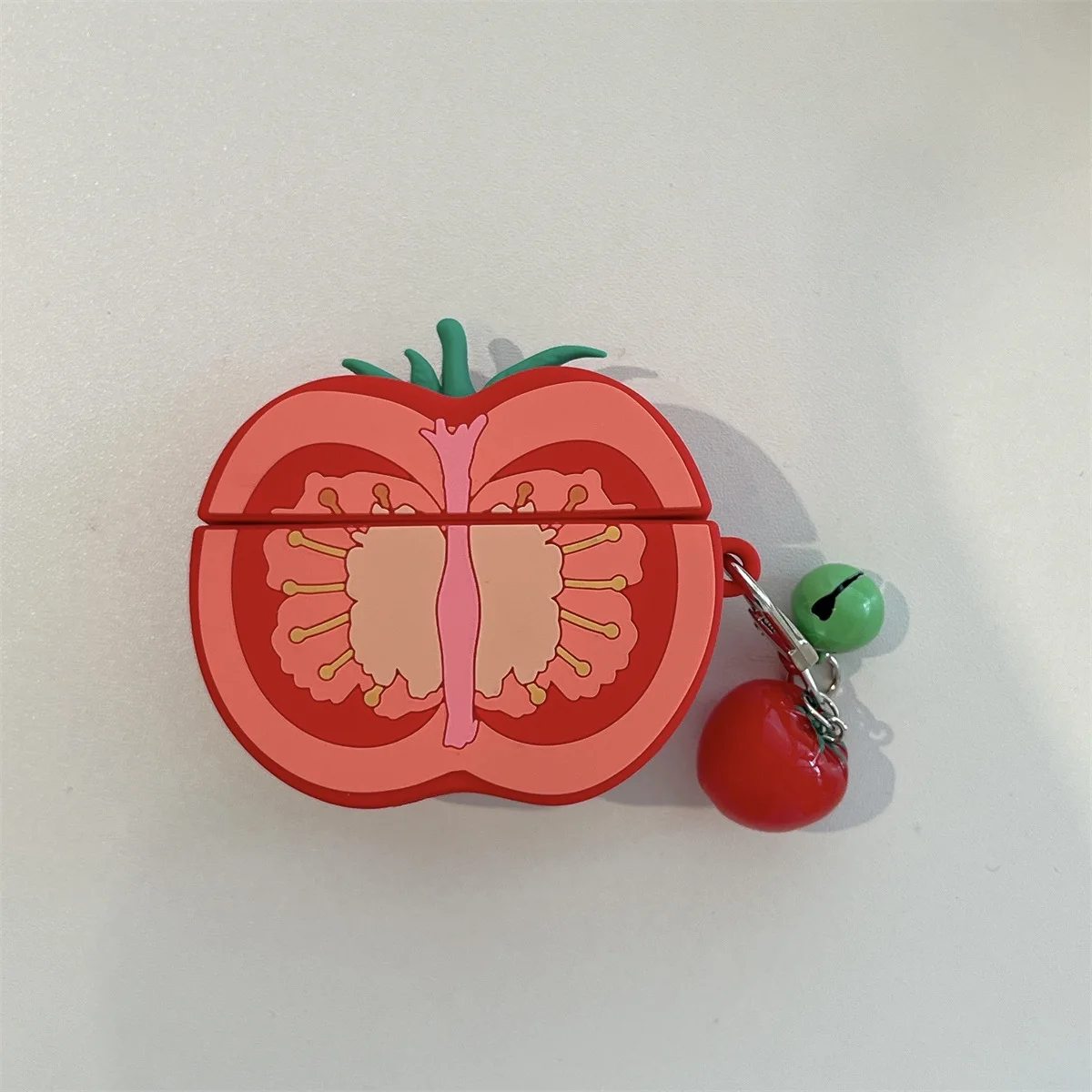 Niedliche 3D-Tomatenscheiben-Silikonhülle für AirPods 4 Pro 2 3 mit Schlüsselanhänger Stoßfeste Schutzhülle – Detail 10