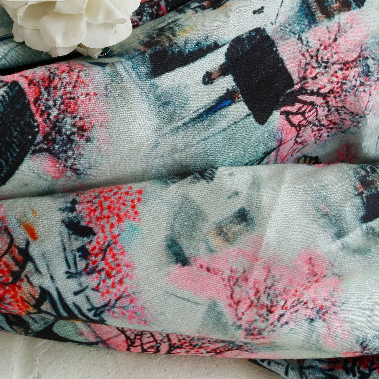 

1 ярд, натуральная ткань из чистого хлопка, Jiangnan, тушью, шитье, модное уникальное платье, халат, рубашка, ткани для одежды