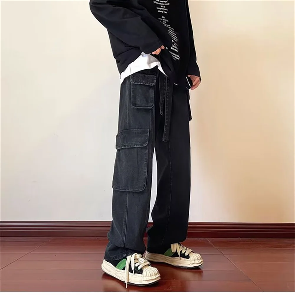 2023 Spring Autumn Trousers y2k baggy jeans for men Wide leg Pants Pockets Elastic Waist Streetwear Loose comfortable Pants