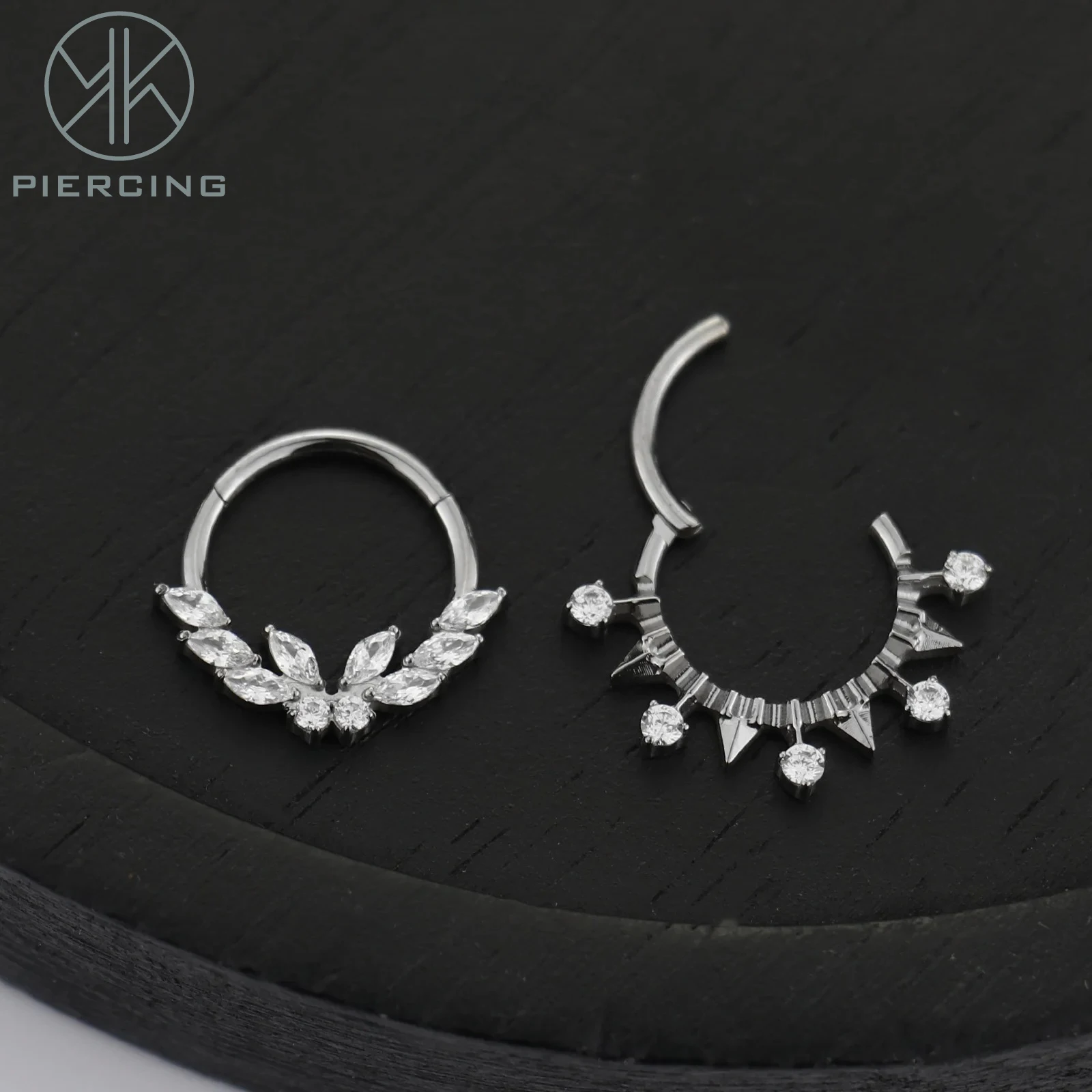 F136 Titanium Inlaid Zircon Nose Ring Heart-shaped Zircon Diamond shaped Zircon Closed Ring Sealing Ring Perforated Jewelry