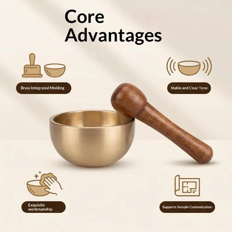 NEW Mini Copper Brass Chant Sound Bowl Calming Hand Therapy Sandalwood Accessory For Relax Meditation Harmonious Sound Healing