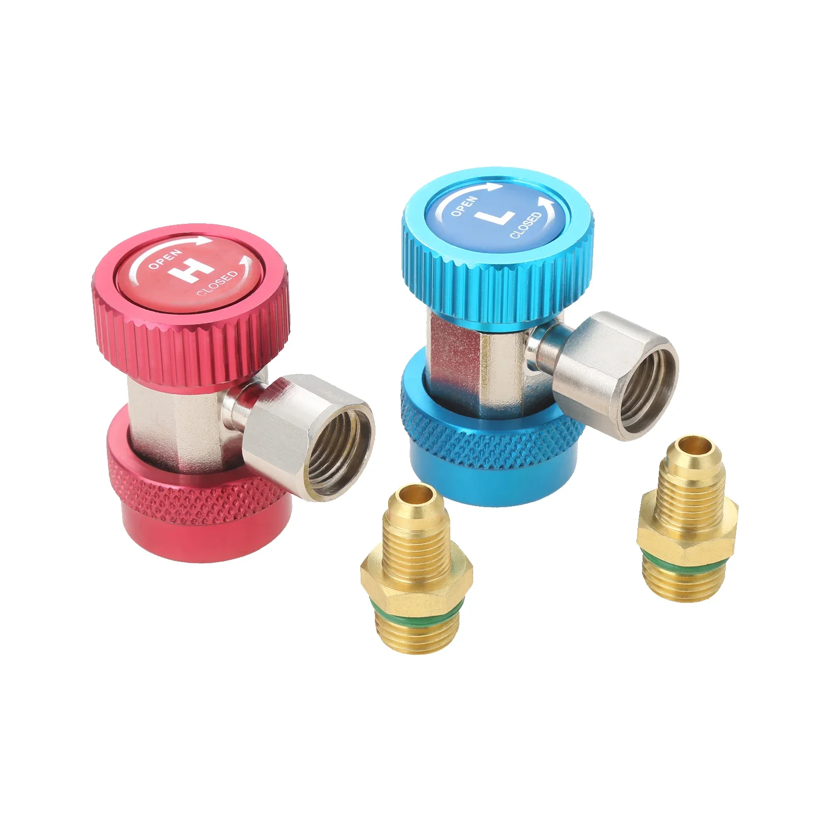 

1Set R134A High Low Side Quick Coupler Set Aluminum Brass 1/4 SAE M14×1.25 Adapter Auto AC Refrigerant Replacement Fittings