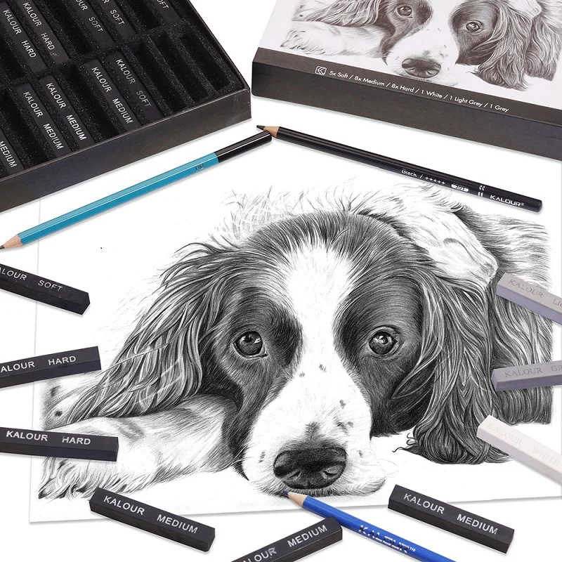 KALOUR المتخصصة 24 قضبان كربون للرسم الأسود/مجموعة قضبان رسم مسحوق الألوان للطلاب لوازم الامتحانات الفنية للتظليل #5