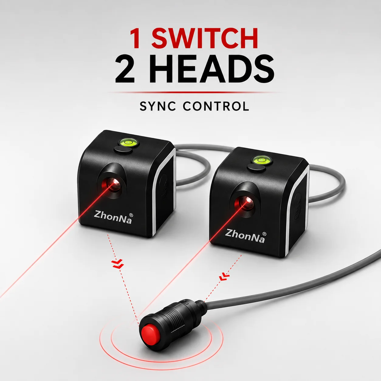 One Switch Two Heads Red Beam 5 Modes Bubble Level for Woodworking Construction Alignment Kit Dual Laser Level 39x39x36mm
