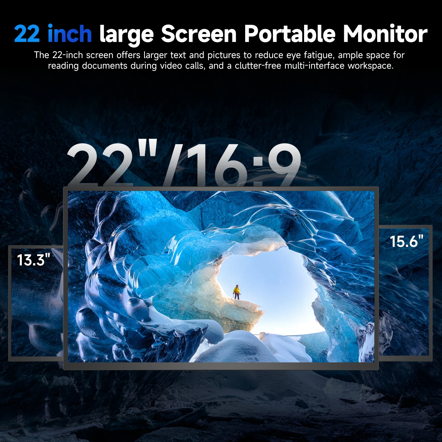 Cdisplay 2K Portable Monitor 22inch 2560*1440P IPS Gaming Display Screen for Laptop PC Phone PS4 Xbox Switch External Monitors