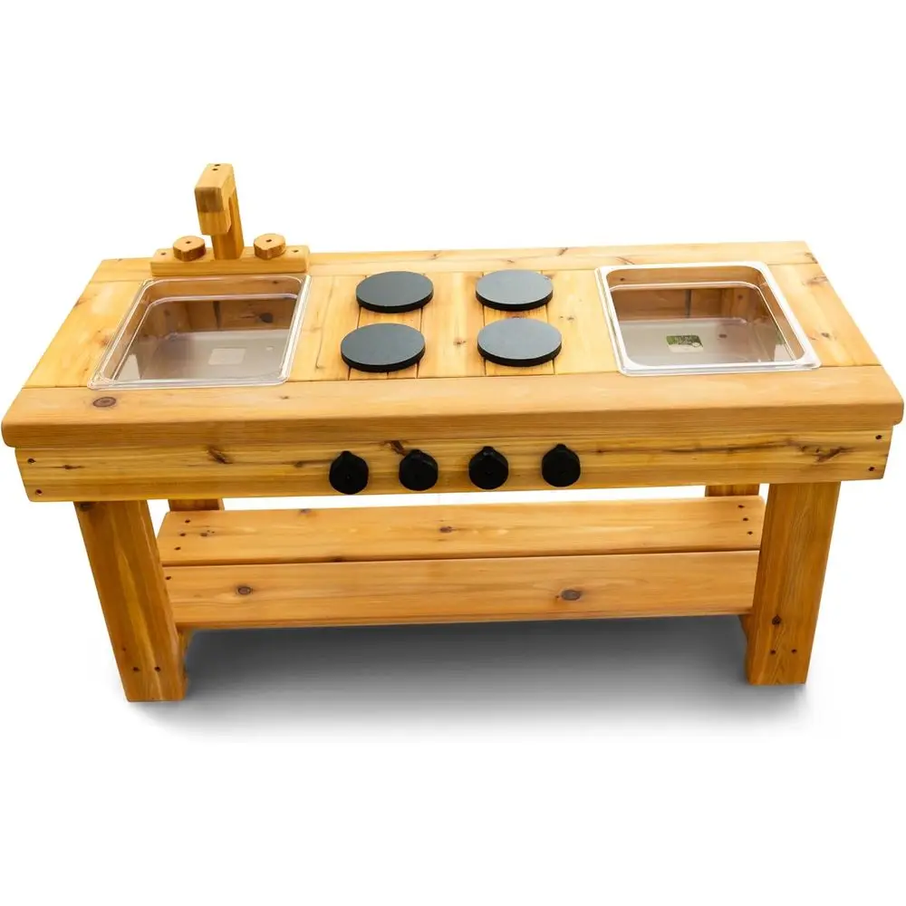 

Noble Toys XL CeOutdoor Mud Kitchen Centered with Stovetop or Toddlers and Kids | Pretend Play Toddler Table | Sensory Table | O