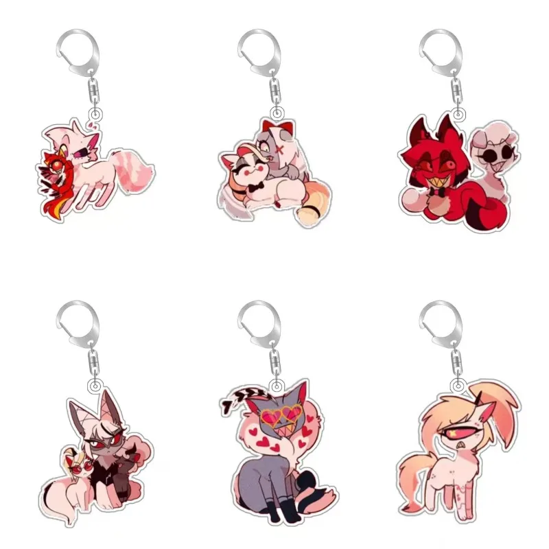 

Брелок-подвеска из акрила ручной работы по мотивам Hazbin Hotel Devilish Cute Squad Collection, оригинальный, милый, мультяшный, аниме, 5 см, подарок