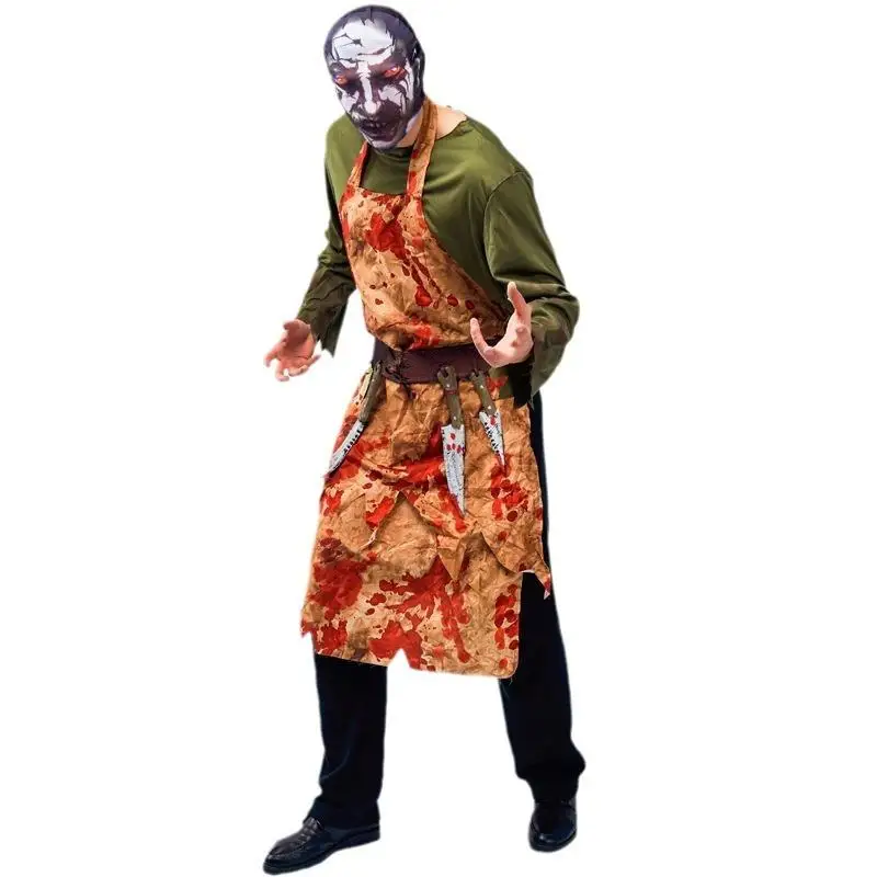 

Взрослый мужской костюм на Хэллоуин, сценическое представление, террор, мясник, зомби, наряд для вечеринки, трансграничная этническая одежда с пятнами крови