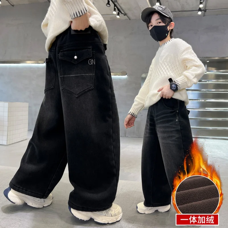 

Thickened Fleece Lined Boys Jeans Spring Autumn Winter New Style Kids Clothes Big Size Children Winter Outfit Boy Winter