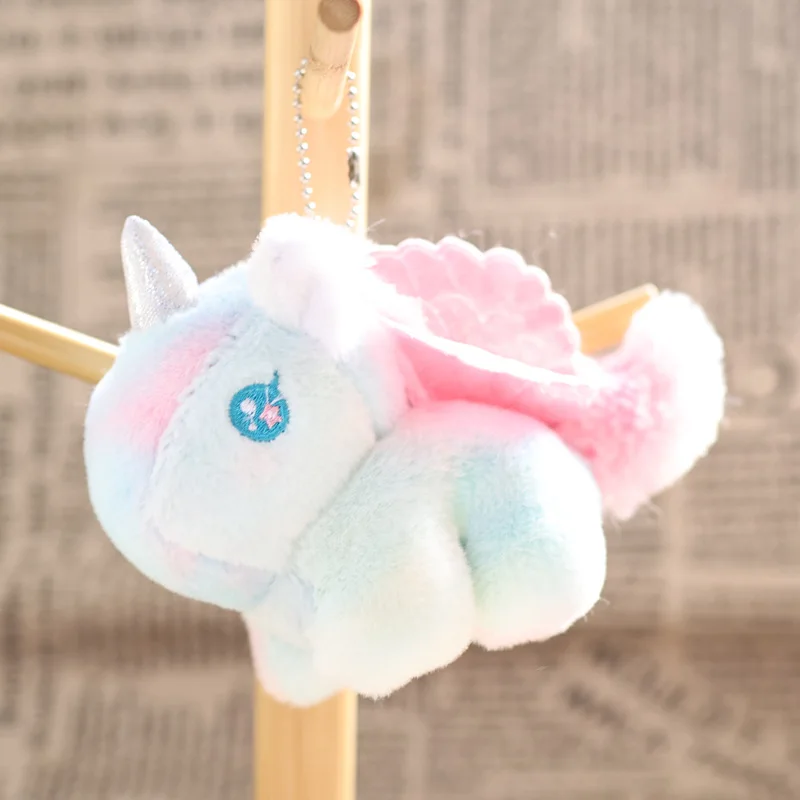 20pcs/lot 12cm Cute colorful Unicorn Plush Toy Small Pendant Little hourse Bag Charm Keychain gifts