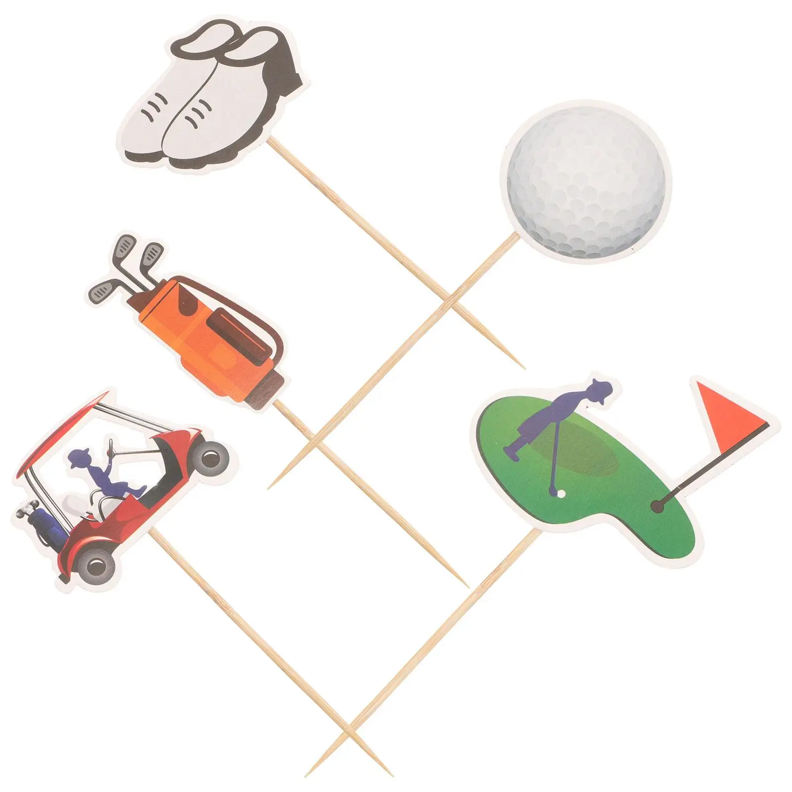 

5 Golf Cake Insert Toppers Sports Themed Decorations Cupcake Party Picks Happy Birthday Mens Celebrations Paper Material