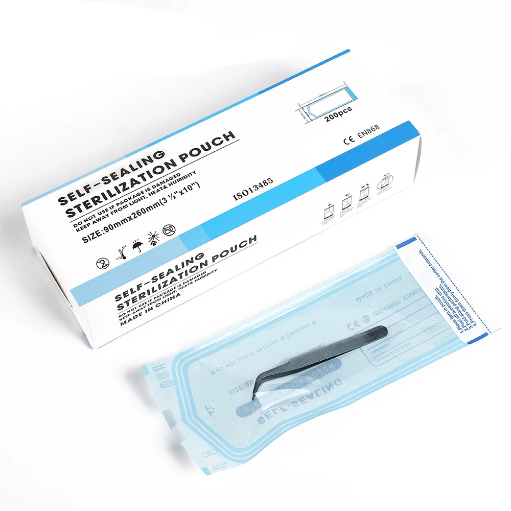 

200pcs Self-sealing Sterilization Pouches 5 Sizes Self-adhesive Bags Clean Pouches for Tattoo Dental Nail Art Accessories