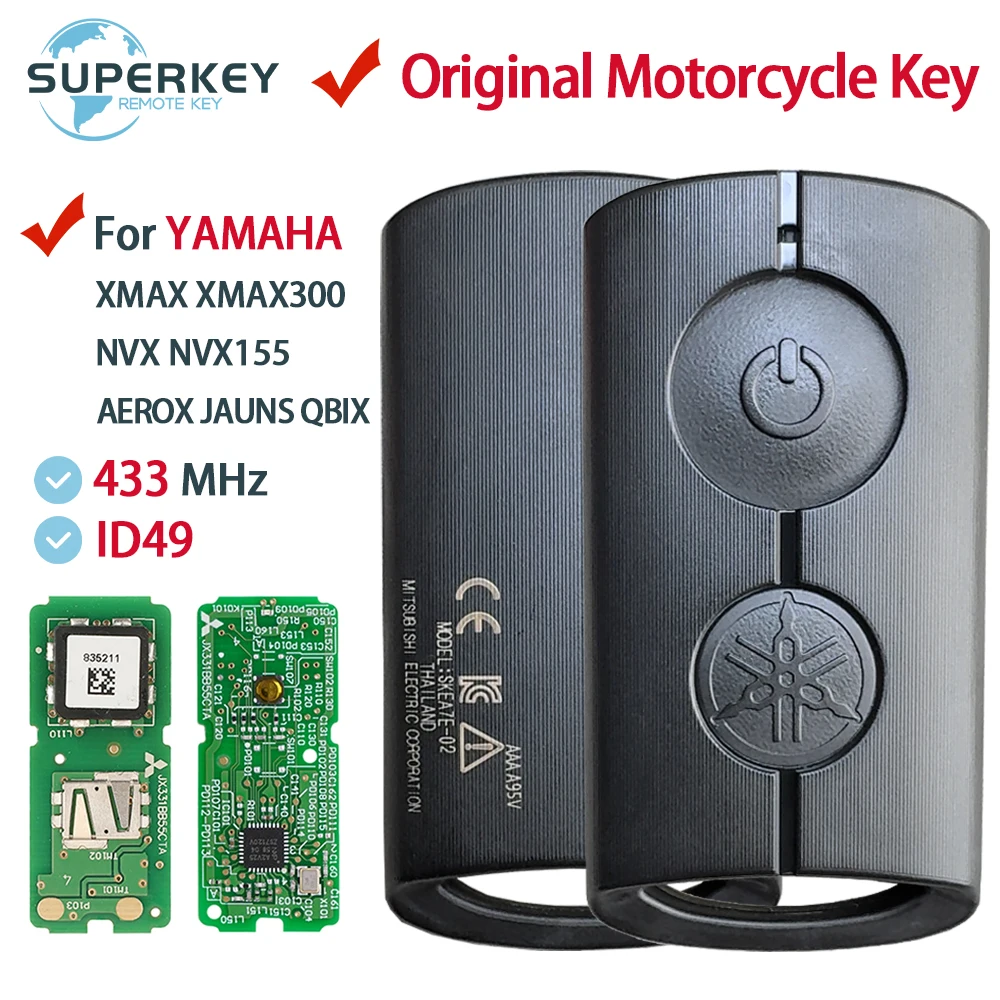 Originele Voor YAMAHA XMAX XMAX300 NVX NVX155 AEROX JAUNS QBIX 433MHz ID49 Chip Afstandsbediening Smart Control Sleutelhanger motorfiets