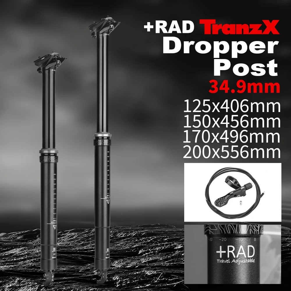 

TranzX Heavy-Duty Dropper Seatpost - For MTB/Folding Bikes,34.9mm, 125/150/170/200mm Travel, Reinforced Construction for Rough