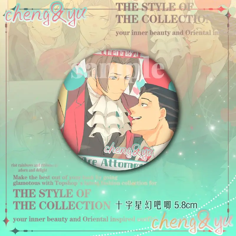 Anime Game Ace Attorney Phoenix Wright Miles Edgeworth Cosplay Cute Pins Badge Itabag Button Brooch Backpack Decor Gift