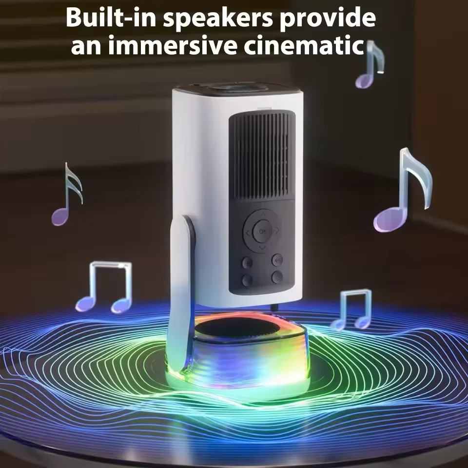 KaiAqua K6 Max جهاز عرض صغير 4K DLP ذكي واي فاي أندرويد 11.0 LED 1080P أجهزة عرض المسرح المنزلي الخارجية مع ميكروفون كاريوكي