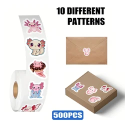 Rollo de pegatinas de Graffiti Axolotl para niños, calcomanía de dibujos animados de animales bonitos, juguete para niños, Maleta, álbum de recortes, diario, teléfono, portátil, paquete de pegatinas, 500 piezas