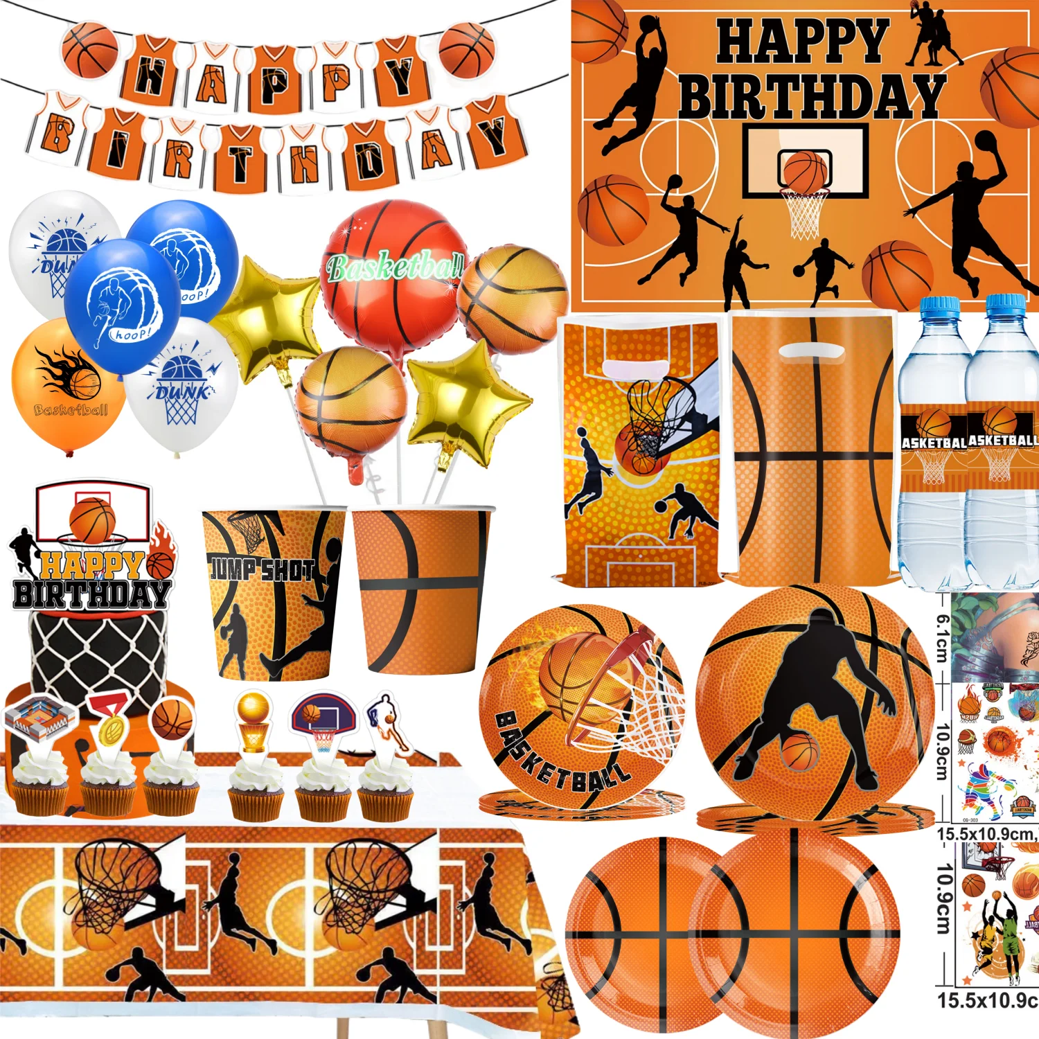 

Birthday Party Basketball Decoration Tableware Tablecloth Plate Cup Paper Napkin Bags Baby Shower Boy Basketball Party Favors
