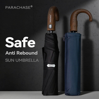 Parachase Safe Anti Rebound Automatic Umbrella Man Woman, 8 Ribs Folding Umbrella Windproof Strong, Sun Umbrella UV Protection