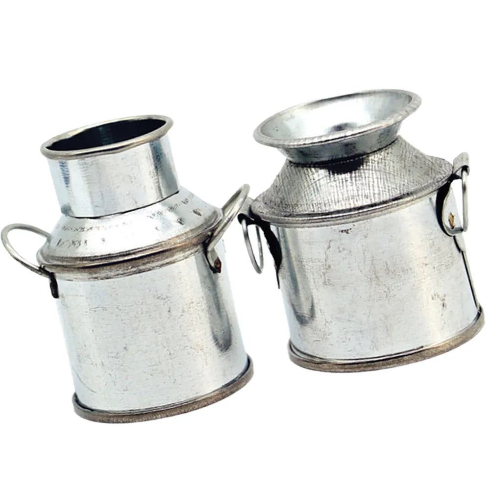 

2Pcs Miniature Milk Can Jug Tiny Iron Buckets Small Flower Vase Home Decor Mini House Accessories Mini Metal Buckets for Desktop