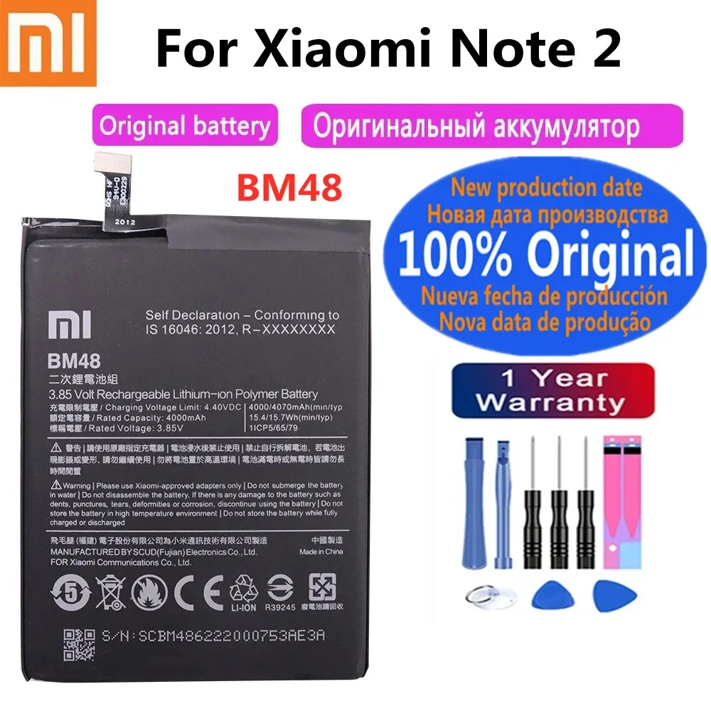 

4000mAh Original Battery BM48 For Xiaomi Note 2 Note2 Mi Note 2 Battery Bateria Phone Replacement Batteries with free tools