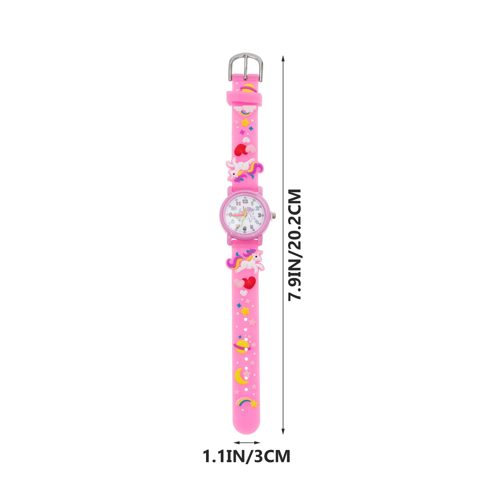 Quartz Watch 3D Cartoon Design Waterproof Wristwatch Adjustable Light Weight Unicorn Pattern Gift For