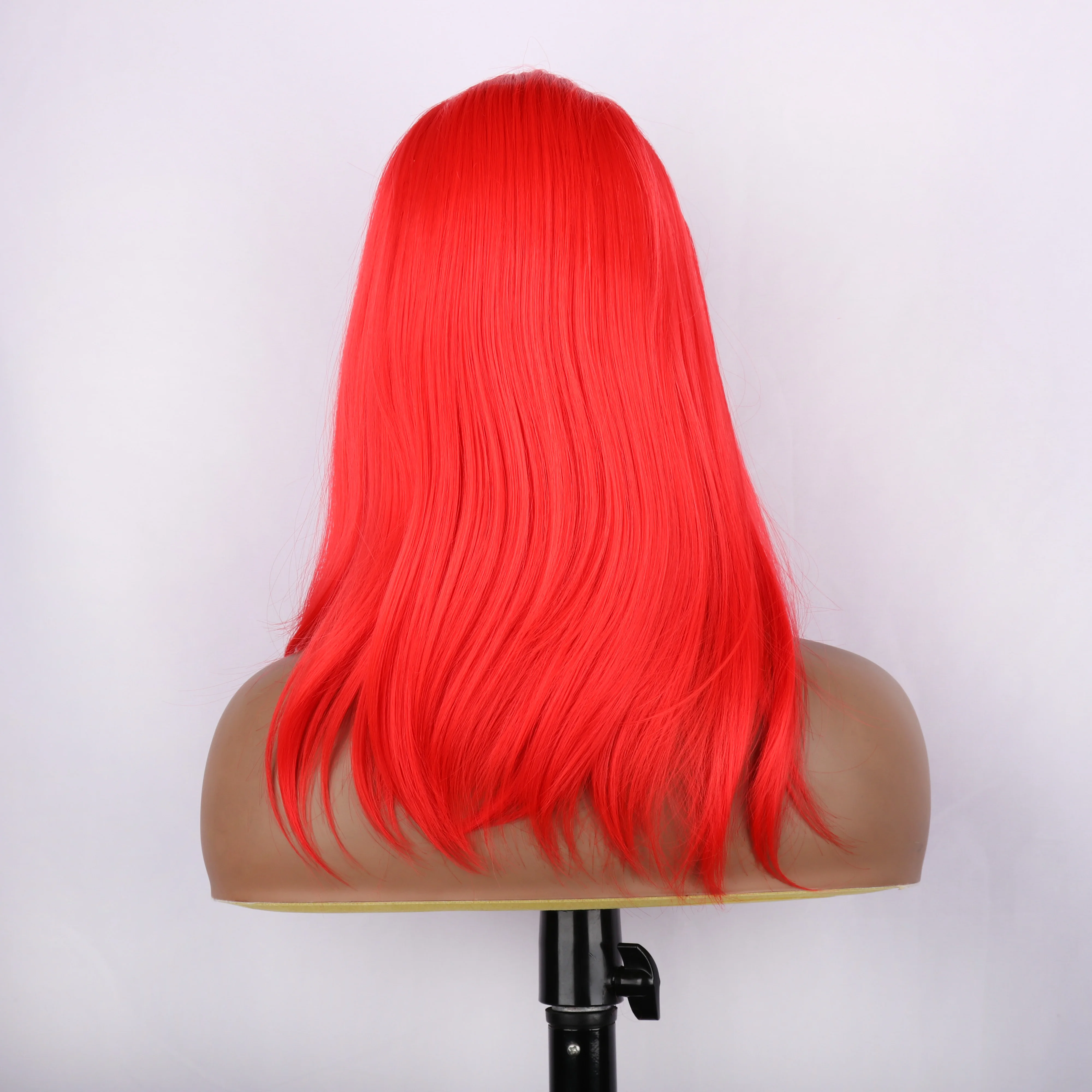 Oley Wig lurus modis renda sintetis Wig depan renda wanita oranye Wig renda 13X3 untuk wanita hitam rambut Cosplay penggunaan sehari-hari