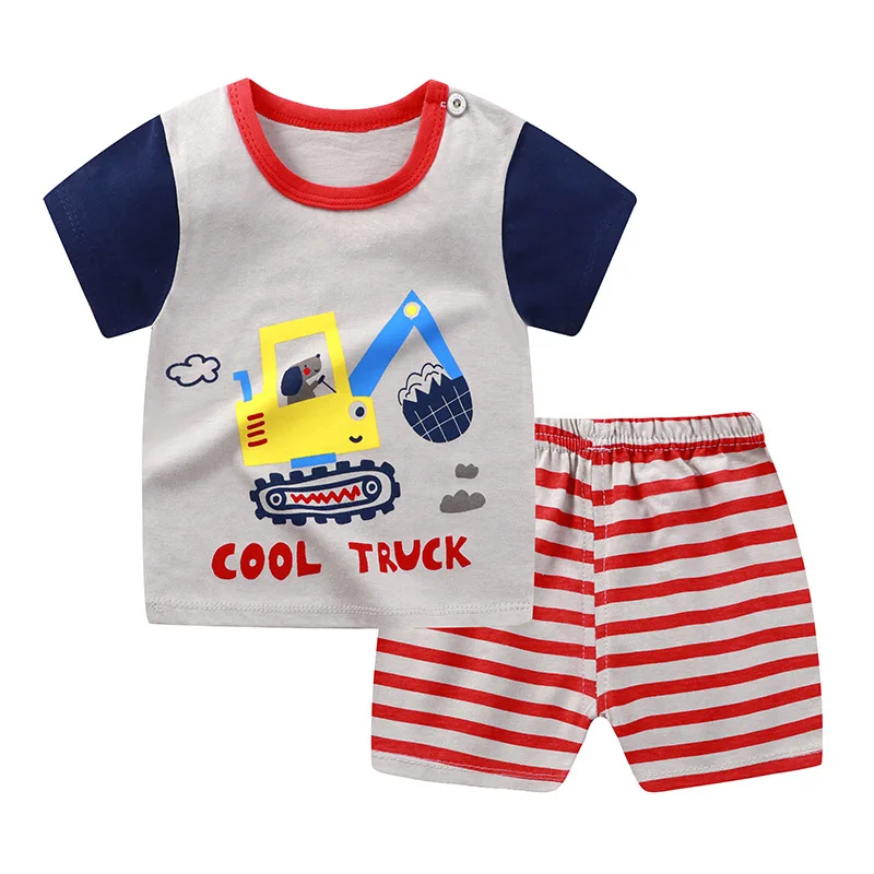 Summer Trendy Boys Girls Clothes Cute Cotton Lion Print Kids Short Sleeve T-shirt Tops+ Shorts Casual Loose 2PCS Sets Sport Suit