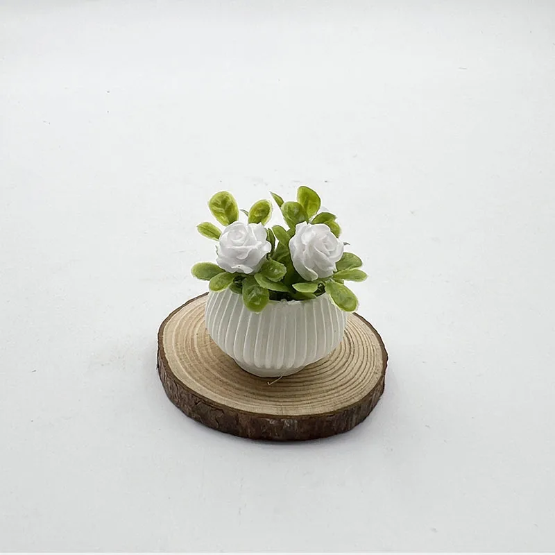 Mini Rose Plant Pot Set Plant Pot Model Dollhosue Miniature Food Toy Ornament Photography Prop Tabletop Home Decor Decoration