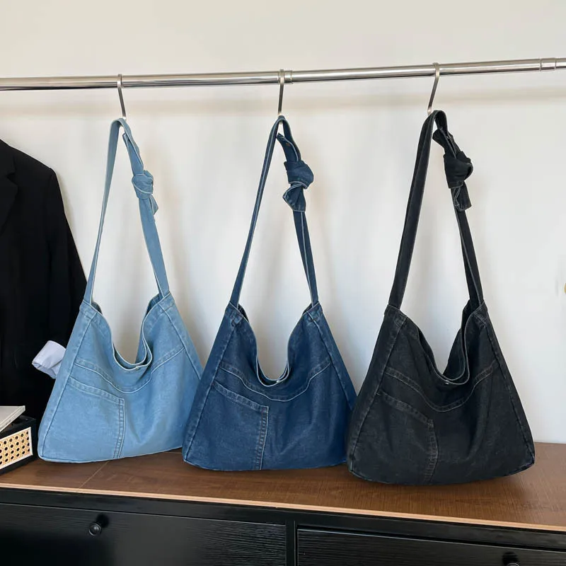 Crossbody Canvas Denim Bag Large Capacity Single Shoulder Commute Tote Bag for Women2025New Year's Versatile