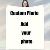 Customizable photo blanket with soft flannel, suitable for all seasons, double-sided perfect for dogs to commemorate nap