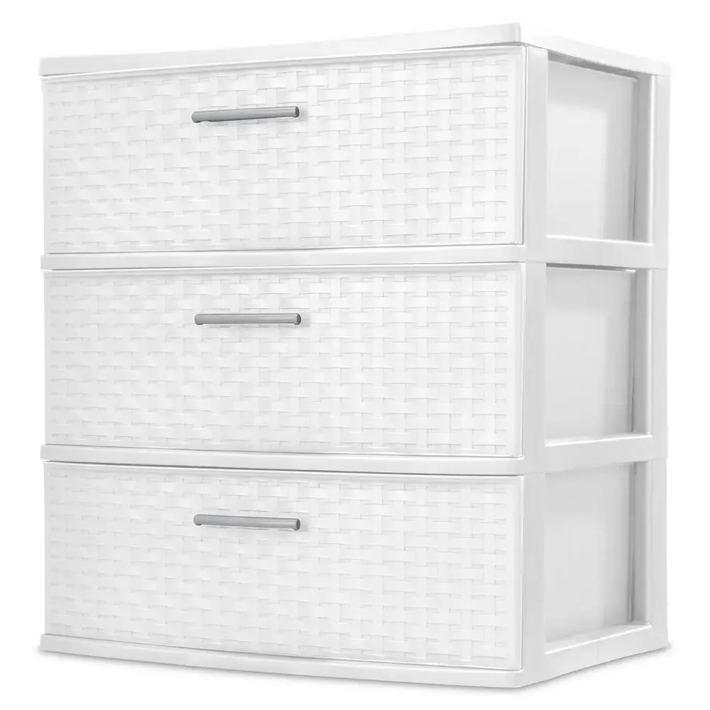 3 Pack White Weave Drawer Tower Organizer Storage Solution