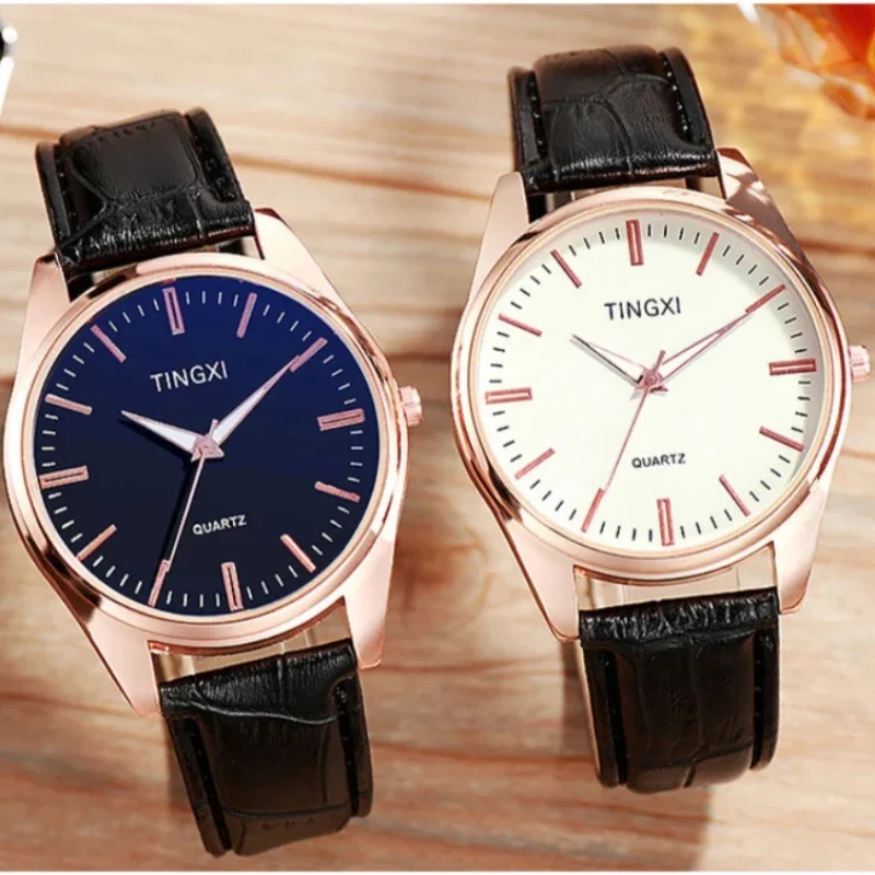 Business Simple Men's Watch Leather Bracelet Alloy Dial Multicolor Quartz Wristwatch Student Large Dial Watch relogios masculino