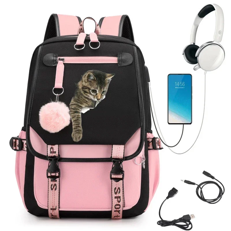 Zaino per ragazze delle scuole superiori giapponesi borse da scuola per ragazze adolescenti Cat Kawaii zaini donna Cute Anime Book Bag Travel Mochila