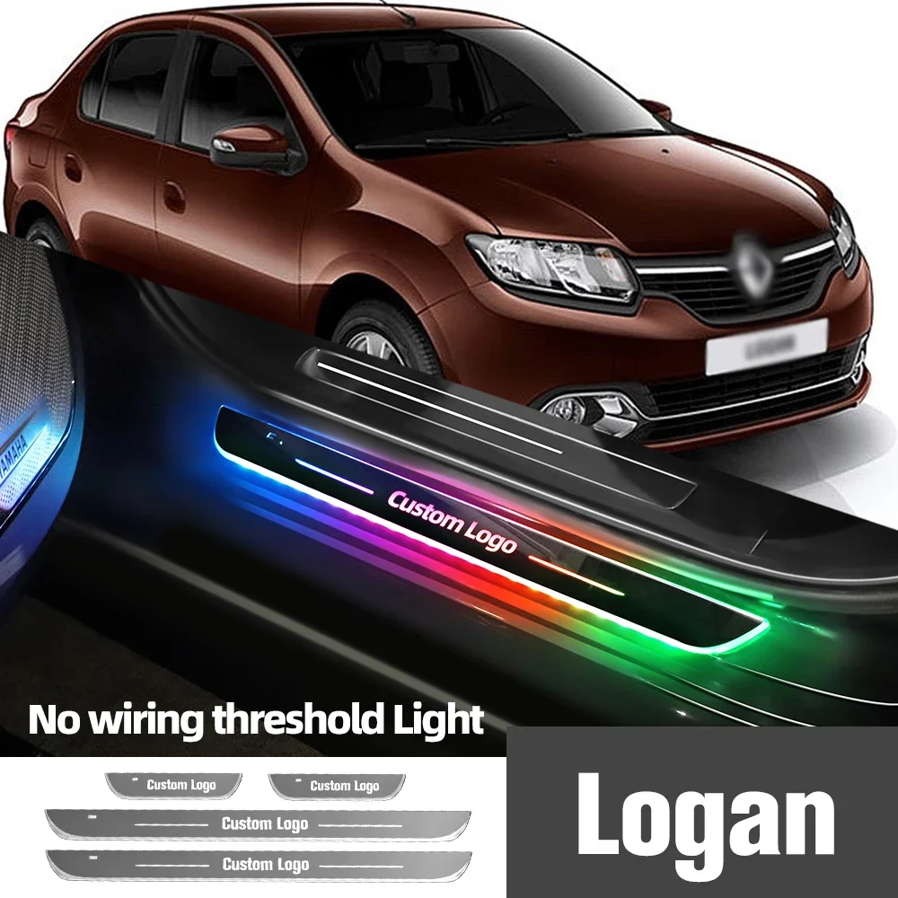 

For Renault Logan 1 2 2004-2023 2017 2019 2021 Car Door Sill Light Customized Logo LED Welcome Threshold Pedal Lamp Accessories