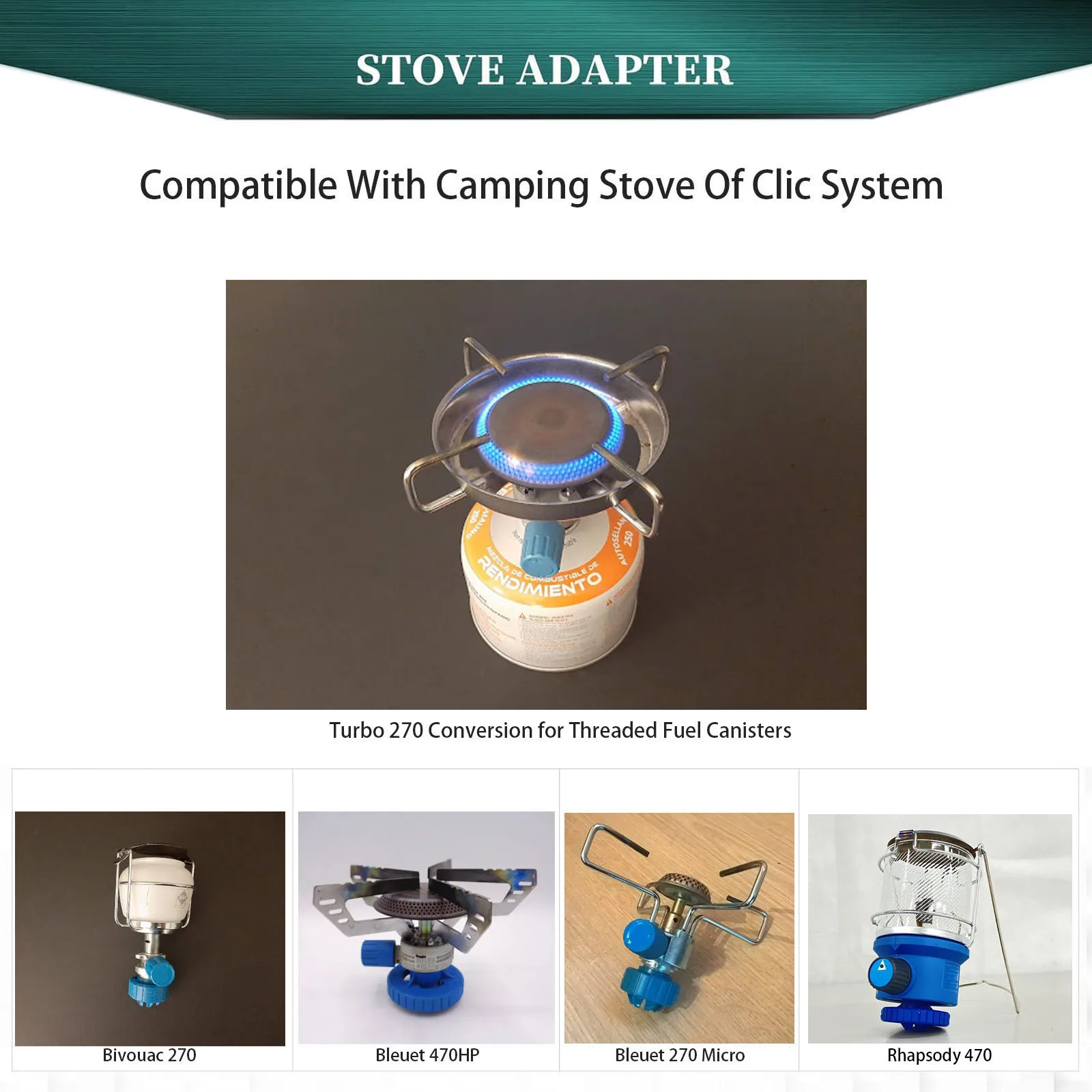 Gas Adapter Converter Lindal Canister to CV Stove Campingaz Gas Stove with Clic to screw cartridge