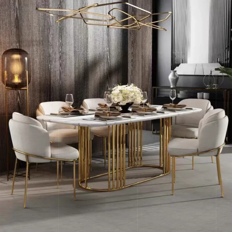 Luxury Beautiful Dining Chairs Nordic Trendy Faux Leather White Dining Chairs Gold European Sillas De Comedor Kitchen Furniture