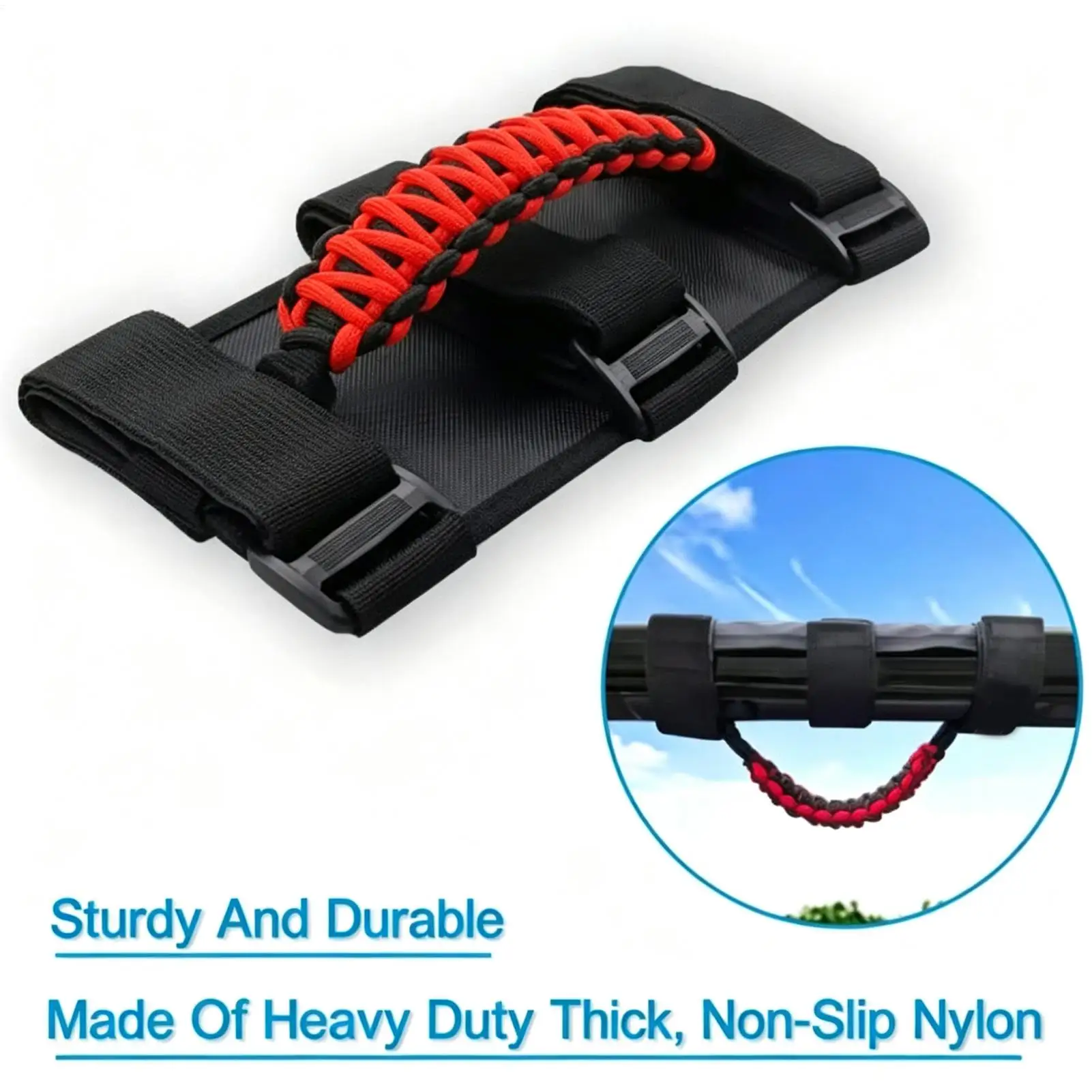 Anti Slip Flag Patern Roll Bar Grab Handles Heavy Duty Roof Grip Straps Auxiliary Car Grab Grips Passenger Hand Support Gadget