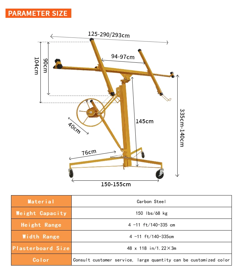 Construction Tools Drywall Panel Hoist Jack 11'' 16'' Gypsum Board Sheetrock Lift Panel Lifter With CE