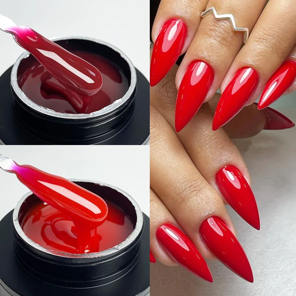 Jillnails Gel Builder 2-teiliges Set Kit Milchrosa Rot Burgund Builder Nagelgel 50g Nagelverlängerung Neujahr Weihnachten