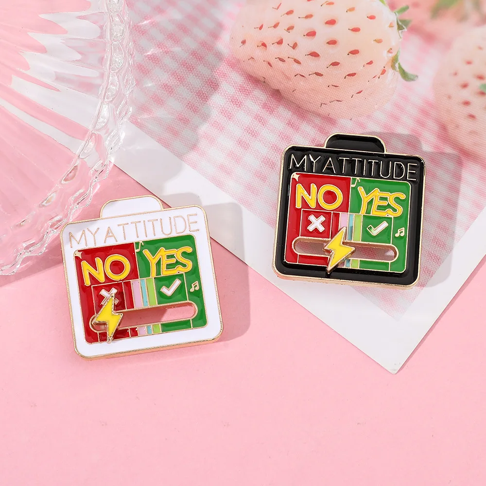 Mood conversion Metal brooch Can slide MY ATTITUDE Personality social battery Alloy badge Accessory pin wholesale Gift to friend