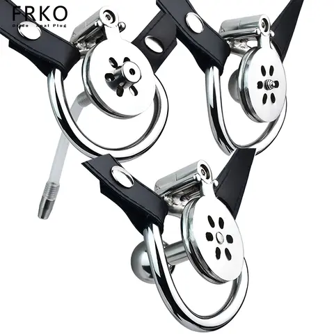 FRKO Sissy Cage de chasteté inversée Cages à coq plats et négatifs avec anneaux de pénis en tube Hex Lock BDSM Sextoys pour hommes Gay Sexshop