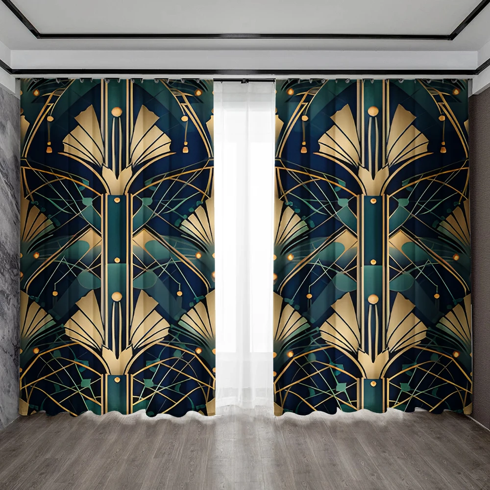2PC Home Decoration Curtains With Retro Patterns And Rod Pockets, Kitchen, Coffee Shop, Living Room, Balcony, Garden