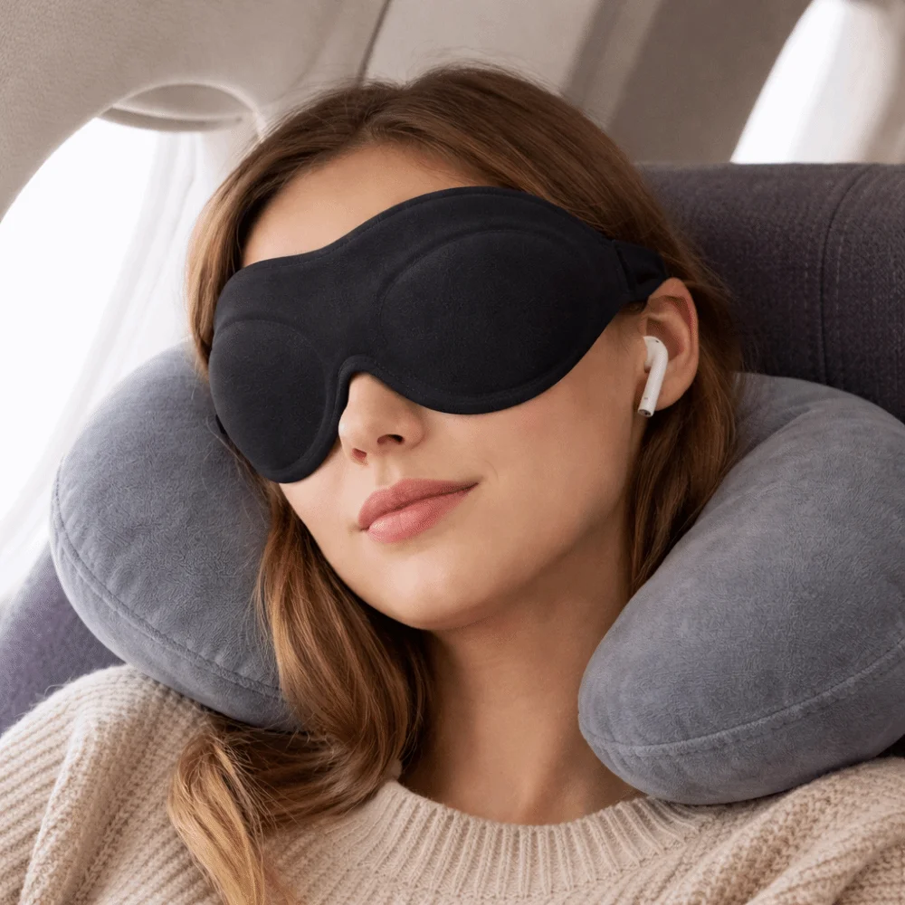 

Comfortable Adjustable 3D Eye Mask Lightweight Breathable Light Blocking Mask Strong Shading Soft Padded Sleeping Mask Travel