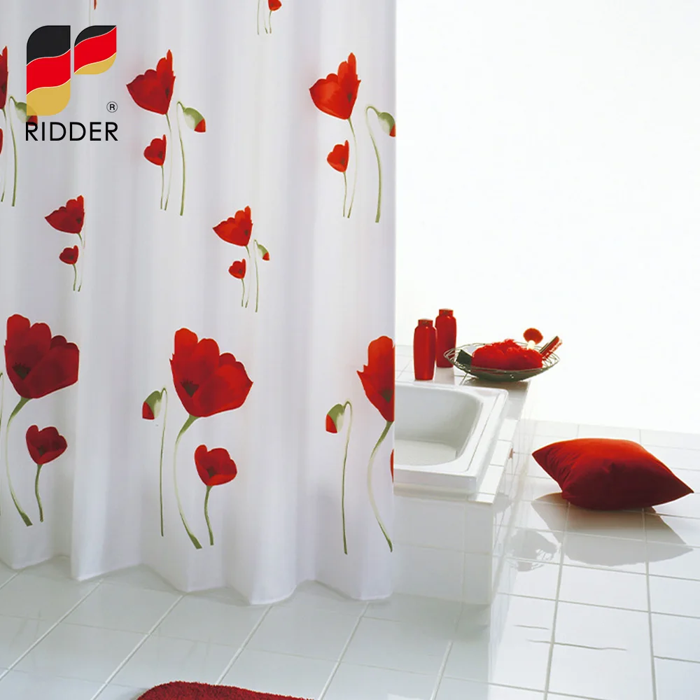 

RIDDER Rose Shower Curtain Textile,Thicken Mildew Proof Durable Bathroom Screens Rust Proof Grommets for Bathroom Accessories